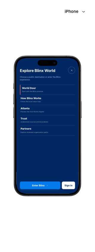 Blinx public menu at 320 pixels